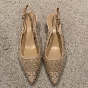 A New Day Beige and Silver Slingback Heels